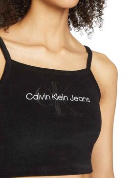 Top Calvin Klein Jeans Monogram Felpa Negro Mujer
