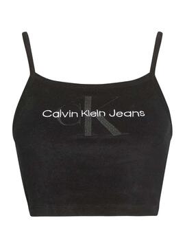Top Calvin Klein Jeans Monogram Felpa Negro Mujer