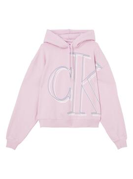Sudadera Calvin Klein Jeans Illuminated CK Rosa