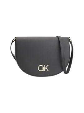 Bolso Calvin Klein Re-Lock Saddle Bag Negro Mujer
