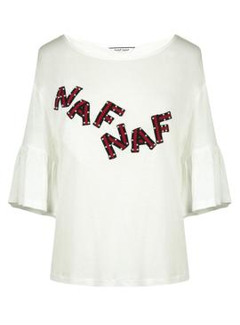 Camiseta Naf Naf Logo Blanco Mujer