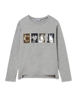 Camiseta Mayoral Mensaje Cool Gris Para Niña