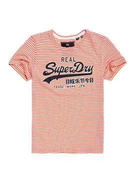 Camiseta Superdry Vintage Logo Stripe Coral Mujer