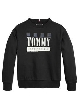 Sudadera Tommy Hilfiger Logo Negro Para Niño