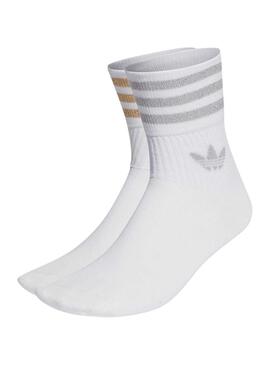 Set 2 Calcetines Adidas Altos Blancos Niña