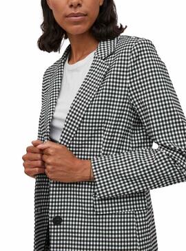 Blazer Vila Abia Vichy Negro Y Blanco Para Mujer