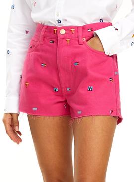 Short Tommy Jeans Monograma Rosa Mujer