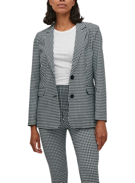 Blazer Vila Abia Vichy Negro Y Blanco Para Mujer