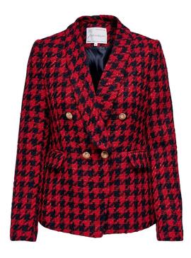 Blazer Only Kelly Boucle Cuadros Rojo Para Mujer