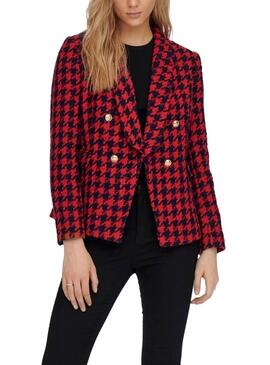 Blazer Only Kelly Boucle Cuadros Rojo Para Mujer