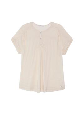 Camiseta Pepe Jeans Fleur Beige Mujer