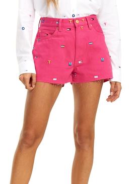 Short Tommy Jeans Monograma Rosa Mujer