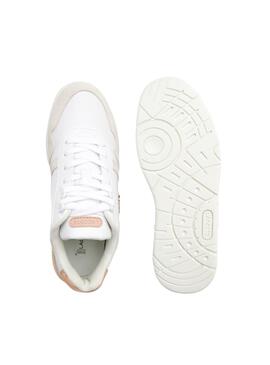 Zapatillas Lacoste T-Clip Blanco Rosa Para Mujetr