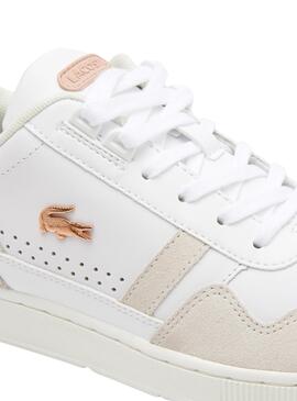 Zapatillas Lacoste T-Clip Blanco Rosa Para Mujetr