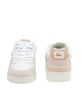 Zapatillas Lacoste T-Clip Blanco Rosa Para Mujetr