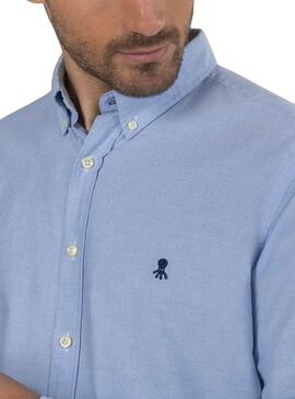 Camisa El Pulpo Oxford Lisa Azul Para Hombre