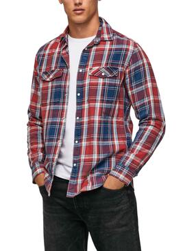 Camisa Pepe Jeans Frome Cuadros Roja y Azul Hombre