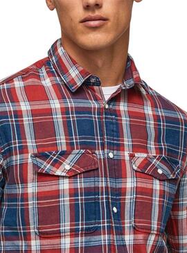 Camisa Pepe Jeans Frome Cuadros Roja y Azul Hombre