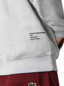 Sudadera Lacoste Básica Capucha Gris Para Hombre