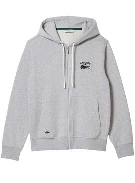 Sudadera Lacoste Básica Capucha Gris Para Hombre