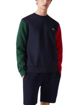 Sudadera Lacoste Colorblock Marina Para Hombre