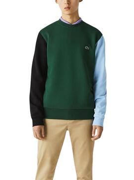 Sudadera Lacoste Colorblock Verde Para Hombre