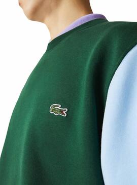 Sudadera Lacoste Colorblock Verde Para Hombre