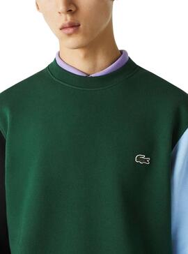 Sudadera Lacoste Colorblock Verde Para Hombre