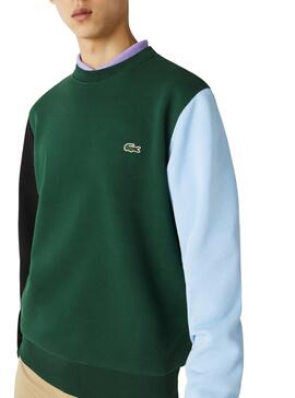 Sudadera Lacoste Colorblock Verde Para Hombre