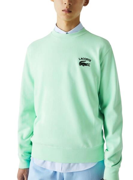 Sudadera Lacoste Inscripci n Verde Menta Hombre