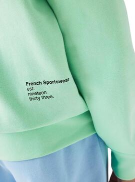 Sudadera Lacoste Inscripción Verde Menta Hombre