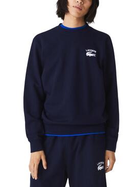 Sudadera Lacoste Inscripición Marina Para Hombre