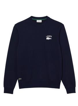 Sudadera Lacoste Inscripición Marina Para Hombre