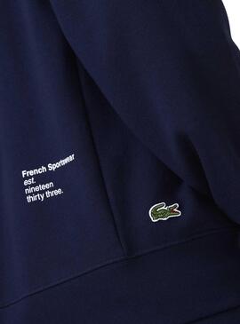 Sudadera Lacoste Inscripición Marina Para Hombre