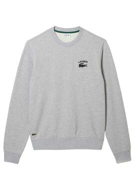 Sudadera Lacoste Inscripción Gris Para Hombre