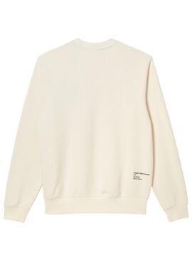 Sudadera Lacoste Inscripción Beige Para Hombre