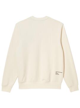 Sudadera Lacoste Inscripción Beige Para Hombre