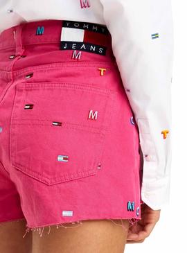 Short Tommy Jeans Monograma Rosa Mujer