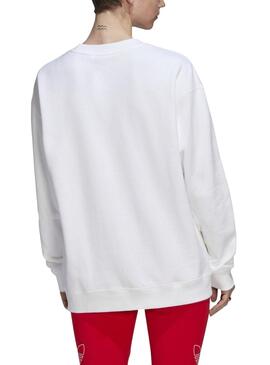 Sudadera Adidas Blanco Logo Rojo Para Mujer