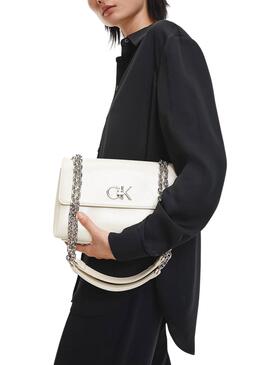 Bolso Calvin Klein Re-Lock Crossbody CK Beige