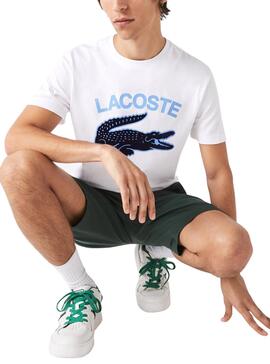 Camiseta Lacoste Regular Fit Blanca Para Hombre