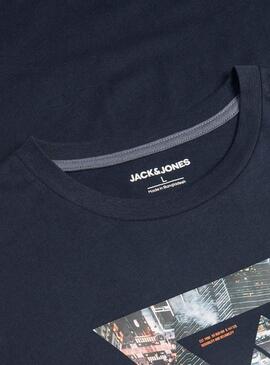 Camiseta Jack And Jones Club Marina Para Hombre