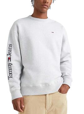 Sudadera Tommy Jeans Reg Liner Gris Para Hombre