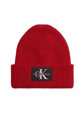 Gorro Calvin Klein Monologo Patch Rojo Para Mujer