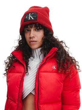 Gorro Calvin Klein Monologo Patch Rojo Para Mujer