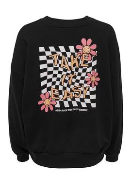 Sudadera Only Fanni Flower Negro Para Mujer