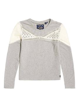 Top Superdry Zariah Lace Gris Mujer