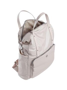 Mochila Munich Clever Backpack Square Crema Para Mujer