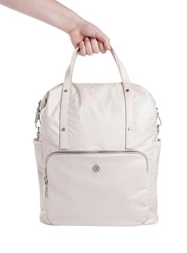 Mochila Munich Clever Backpack Square Crema Para Mujer