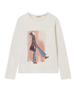 Camiseta Mayoral Manga Larga Beige Para Niña